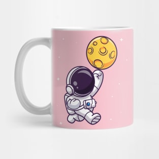 Cute Astronaut Smashing Moon Cartoon Mug